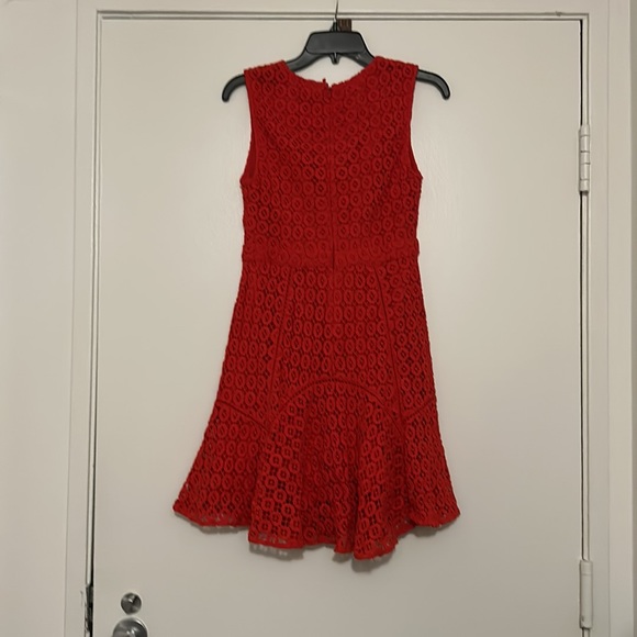 Anthropologie San & Soni Lace Mini Dress in Red -Size 6 - Picture 2 of 5
